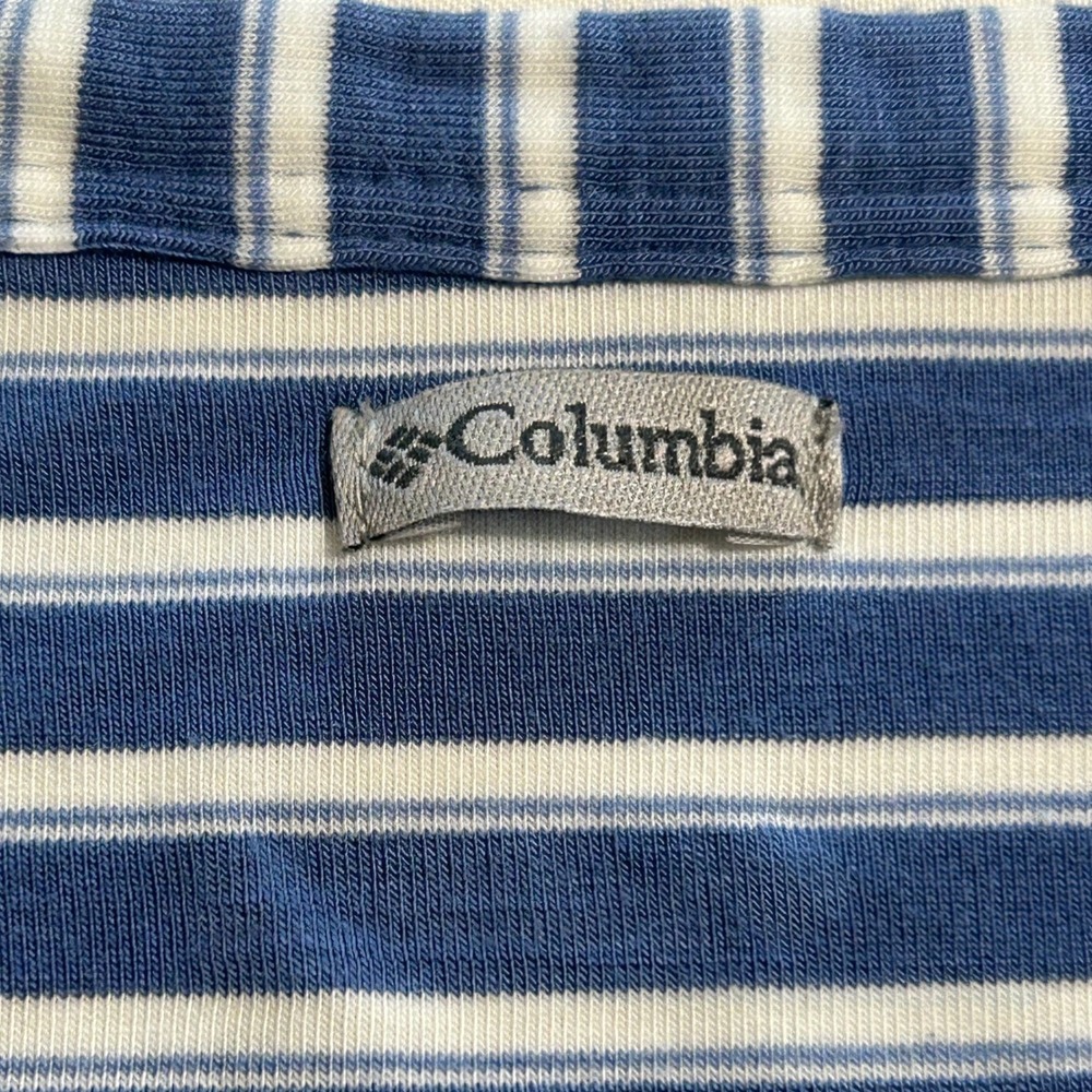 Columbia Sportswear Womens Large Blue White Striped V-Neck Cap Sleeve Tee XL3024 - Picture 7 of 7